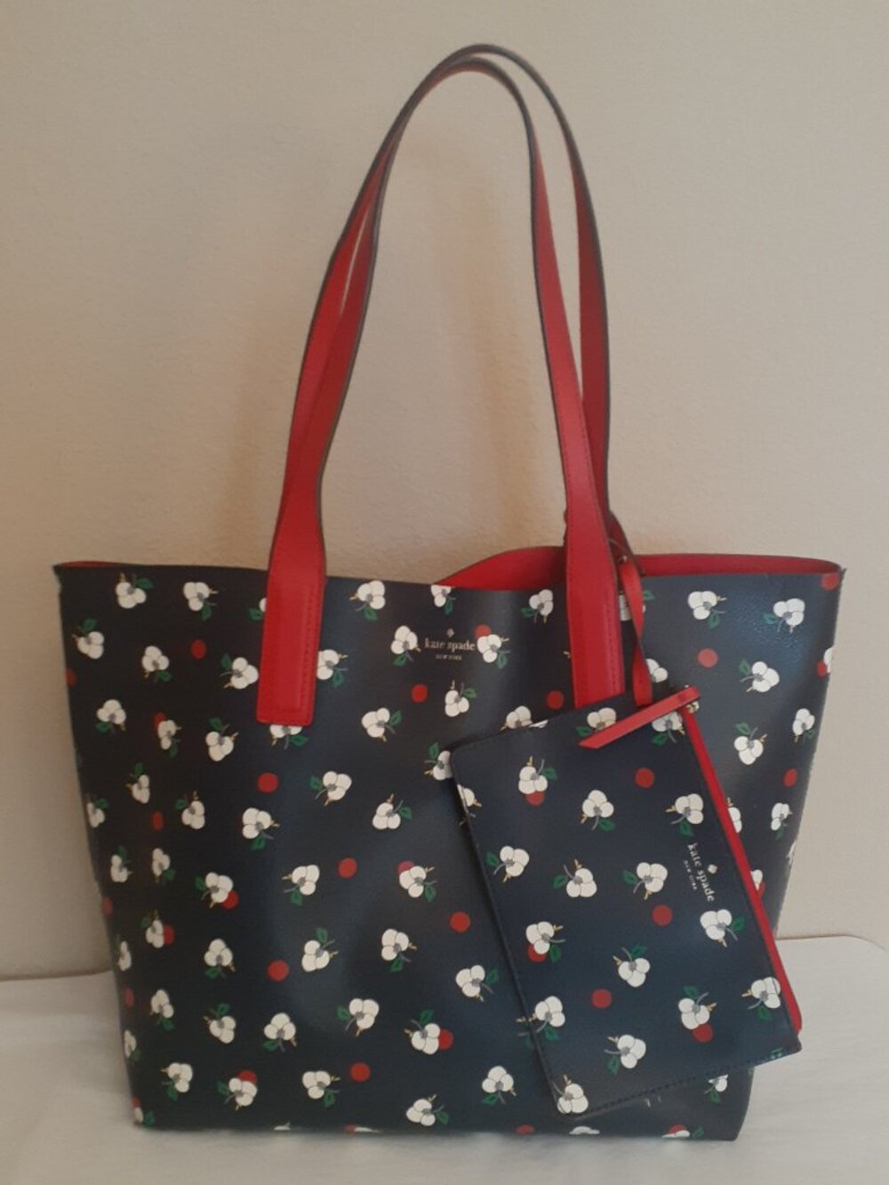 Kate Spade Floral  Reversible Leather Tote Bag - Picture 4 of 16